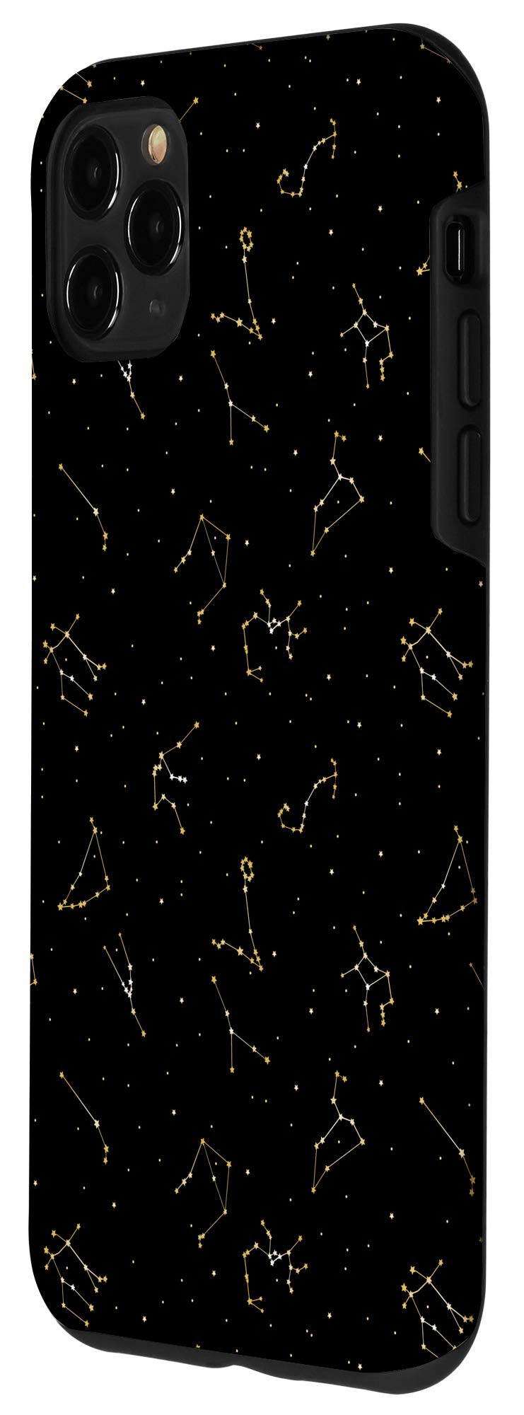 iPhone 11 Pro Max Case - Zodiac Cosmo Cute Star Constellations Pattern in Black & Gold | Protective Phone Cover for Women & Men | Perfect for Daily Use, Travel & Gift Giving
