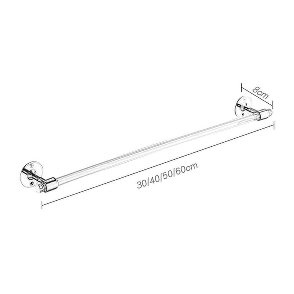 Modern Clear Acrylic Towel Bar with Brass Base - Wall Mounted Bathroom Towel Rack (40cm, Silver) - Stylish Hand Towel Holder for Modern Bathrooms, Powder Rooms & Spa Areas