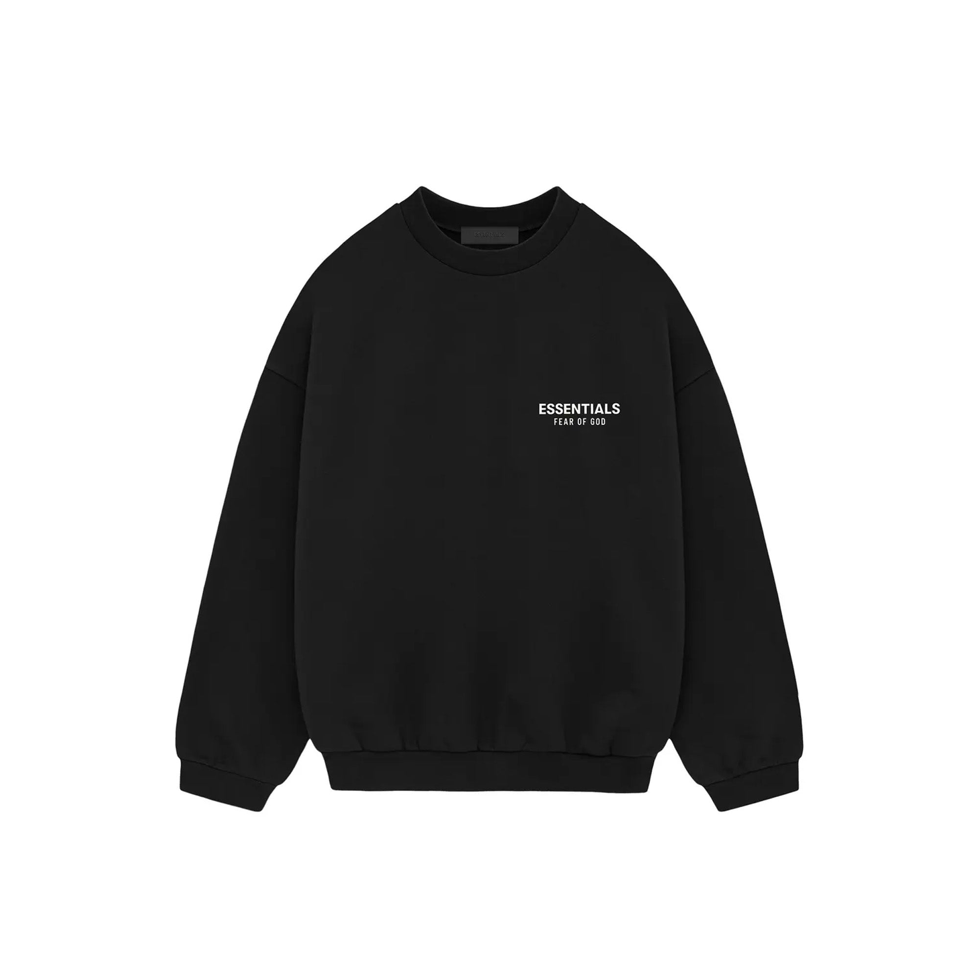 Fear of God Essentials Fleece Crewneck Sweatshirt - Black (2024) | Men's Casual Pullover for Streetwear & Loungewear