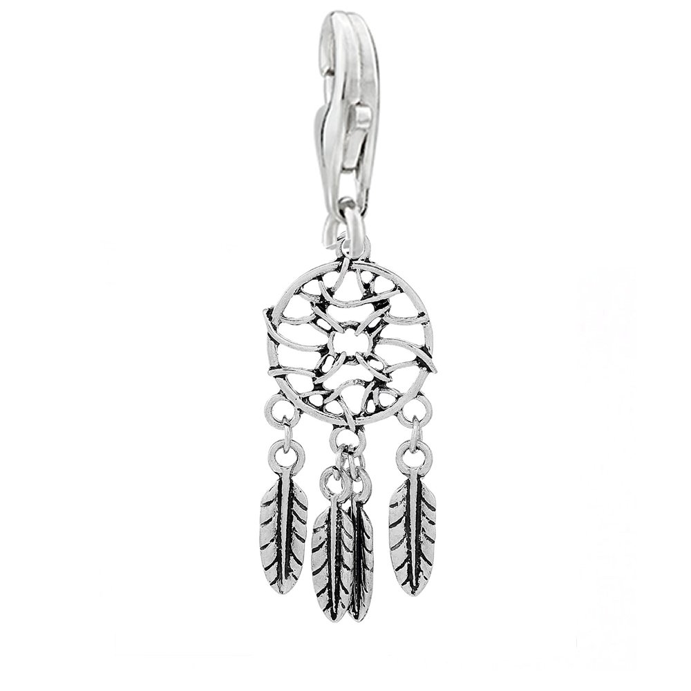 Sparkly Feather Dream Catcher Pendant - Necklace & Bracelet Charm for Parties
