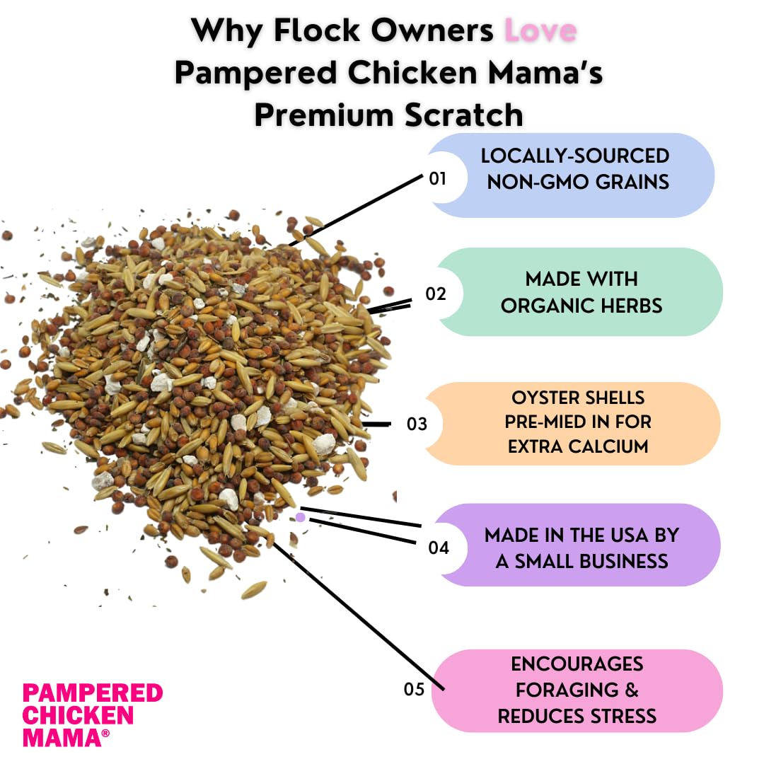 Premium All-Natural Chicken Feed for Laying Hens - High Protein & Calcium Backyard Chicken Scratch Treat - Pampered Chicken Mama Grower Feed Supplies (10lb) - Ideal for Organic Egg Production & Healthy Poultry Nutrition