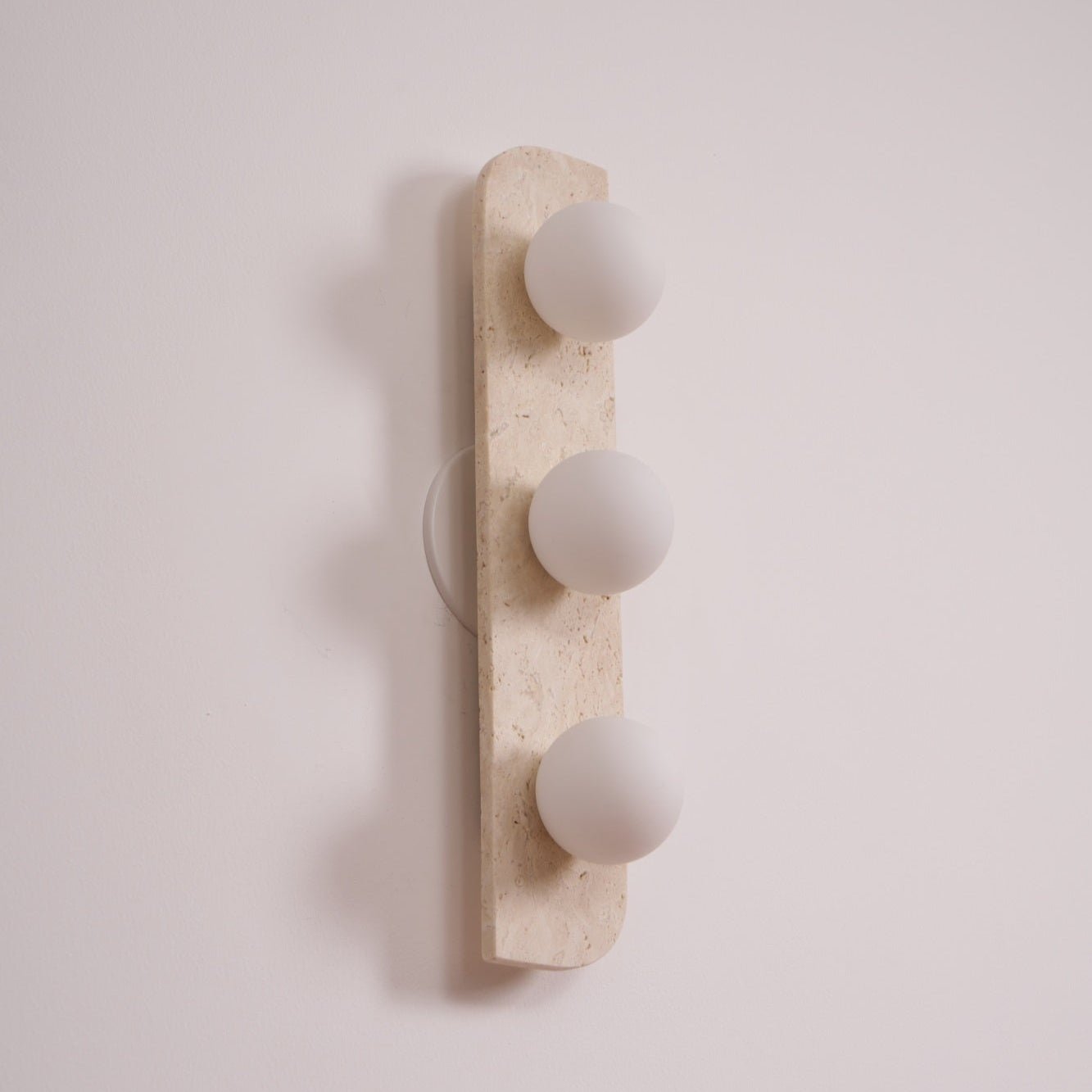 Elysian Travertine Plug-in Wall Sconce - Modern Plug in Wall Light Fixture for Bedroom, Living Room & Hallway Lighting Decor