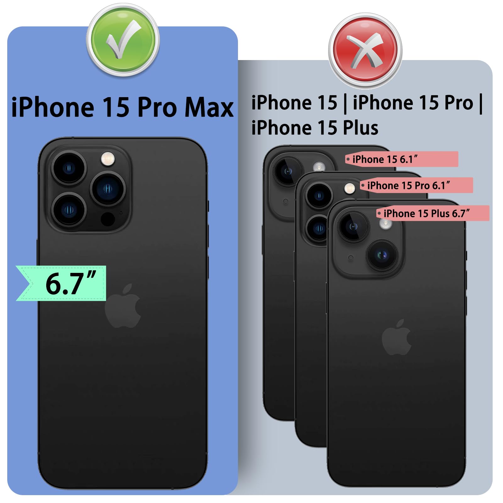 Genuine Leather Wallet Case for iPhone 15 Pro Max 6.7