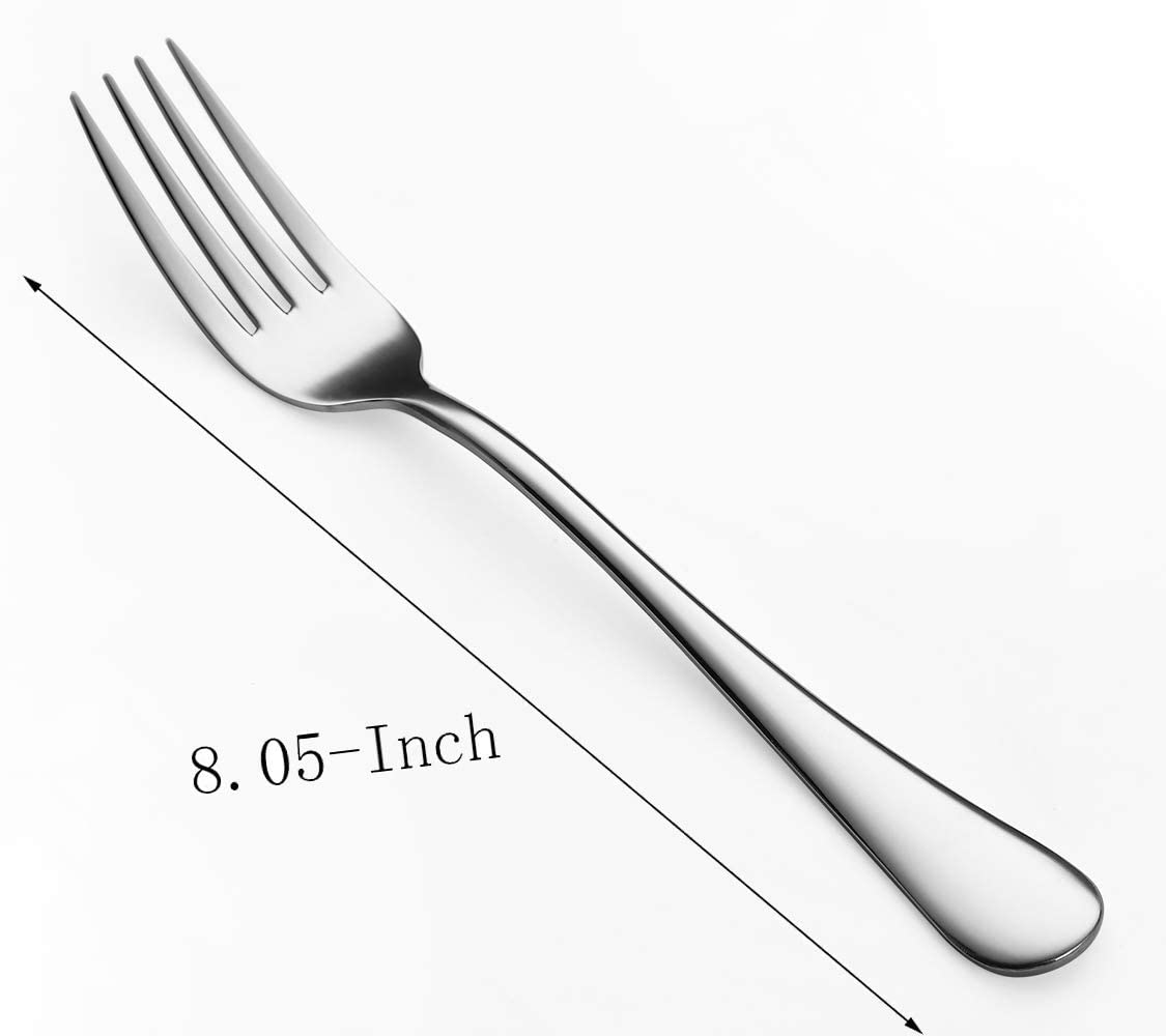 8-Piece Stainless Steel Dinner Forks Set - Mirror Polished, Dishwasher Safe, 8.05 Inch Modern Flatware Cutlery for Home, Restaurant & Party Dining