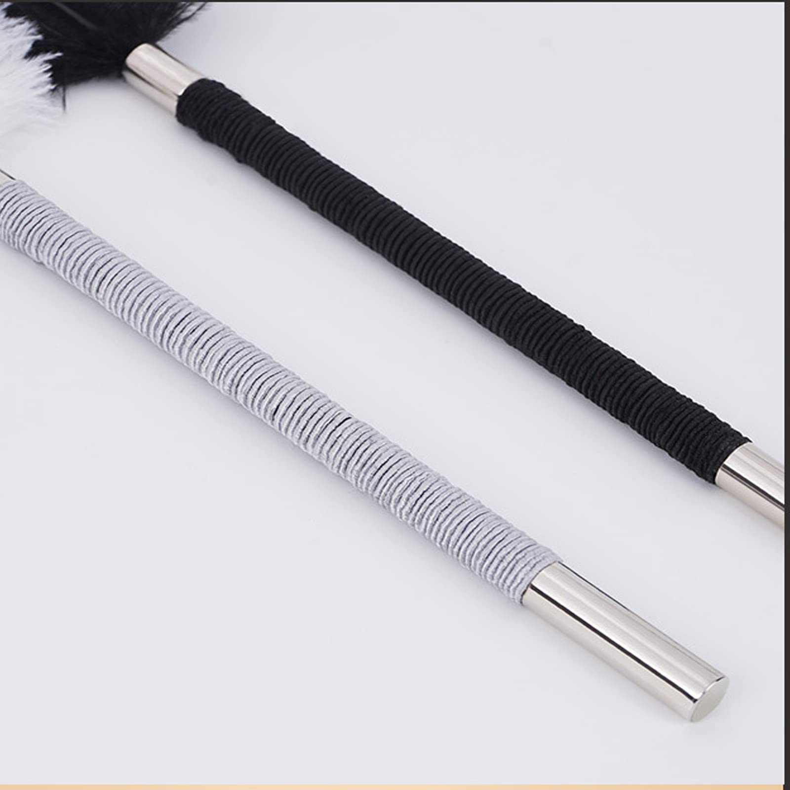 French Maid Feather Tickler Stick - Sensual Adult Toy for Couples Role Play, Lightweight Handle for Teasing & Tickling - Perfect for Romantic Nights & BDSM Play (Black)