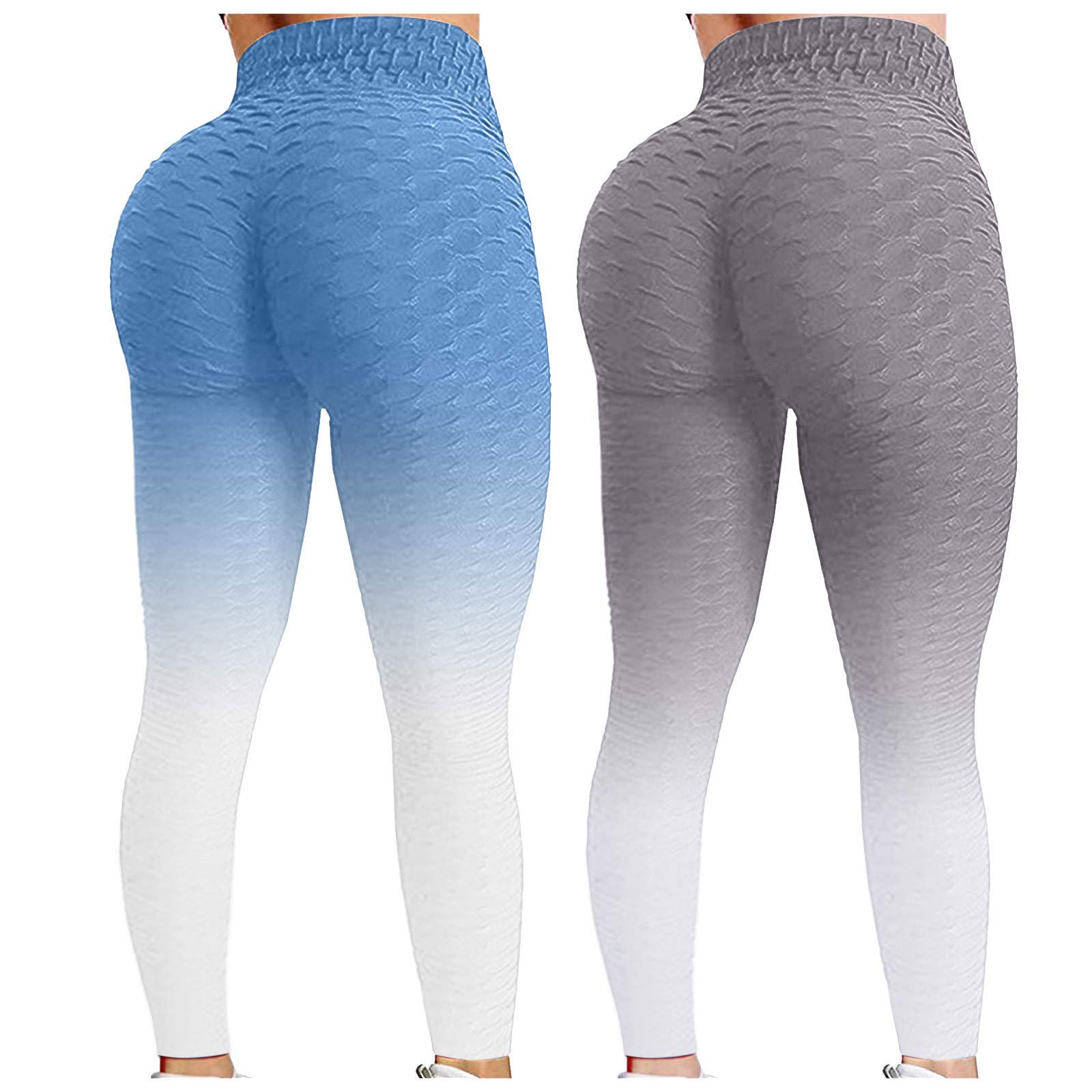 FAMOORE High Waist Tummy Control Yoga Pants for Women - 2 Pack Loose Fit Bubble Hip Lifting Leggings for Running, Fitness & Workout | Perfect for Gym, Yoga & Everyday Wear