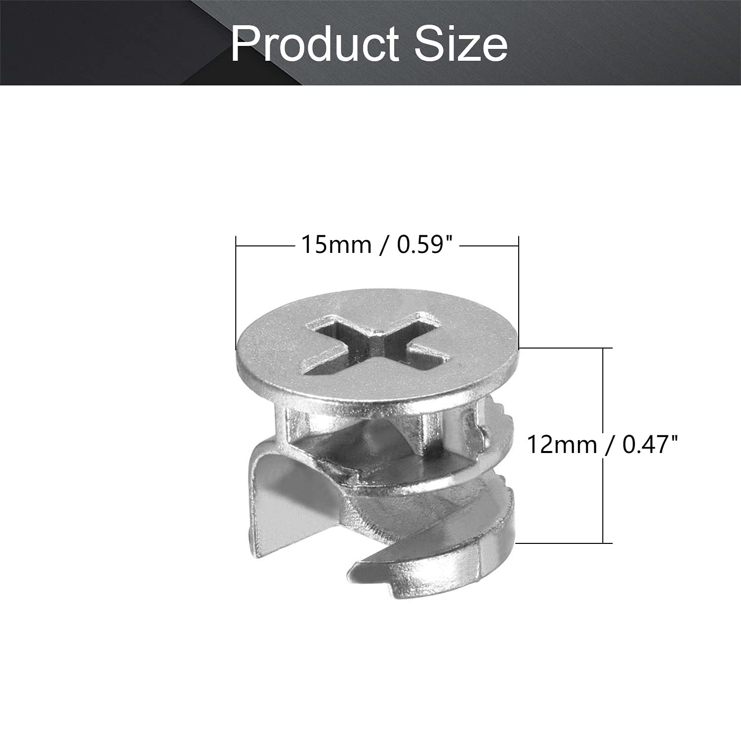 MroMax 15x12mm Silver Furniture Cam Lock Nut Connectors - 20pcs for Cabinet, Drawer, Dresser & Wardrobe Assembly - Durable Panel Fittings for Home & Office Furniture Installation