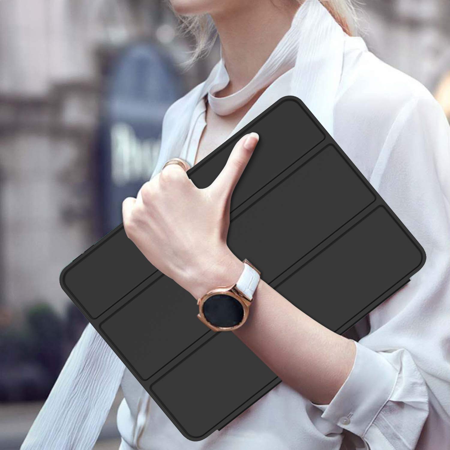 ZryXal iPad Air 11 Inch Case M3 2025 / M2 2024 - Slim Protective Cover for iPad Air 5th Gen/4th Gen 2022/2020 10.9 Inch - Supports Touch ID & Auto Wake/Sleep (New Black) | Perfect for Work, School & Travel Protection