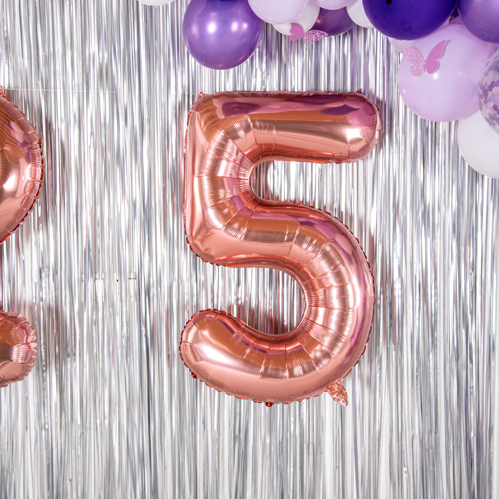 Rose Gold Mylar Number 5 Balloon - 40 Inch Large Foil Balloon for Birthday Party Decorations, Anniversary, Baby Shower & Wedding Celebrations - 1 Count Box