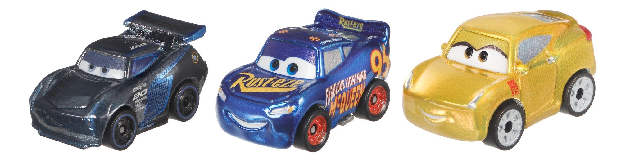 Disney Cars Toys Mini Racers Metal Vehicles - 3 Pack Set of Lightning McQueen & Friends for Kids Collection & Play | Perfect for Birthday Gifts, Party Favors and Display