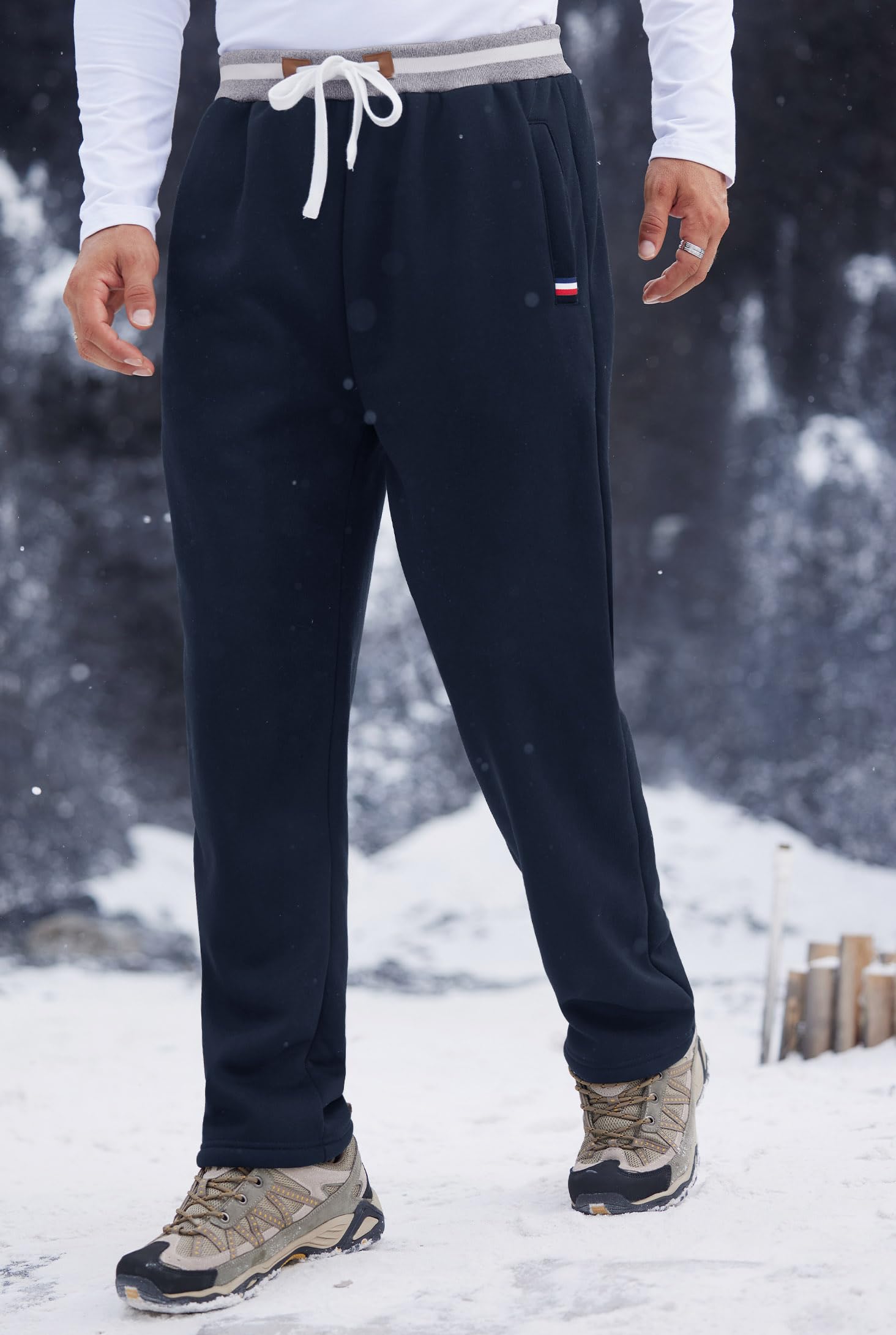 Men's Winter Fleece Joggers - Sherpa Lined Sweatpants for Running & Outdoor Activities, Elastic Waist & Open Bottom (S-XXL) - Perfect for Cold Weather Workouts, Lounging & Casual Wear