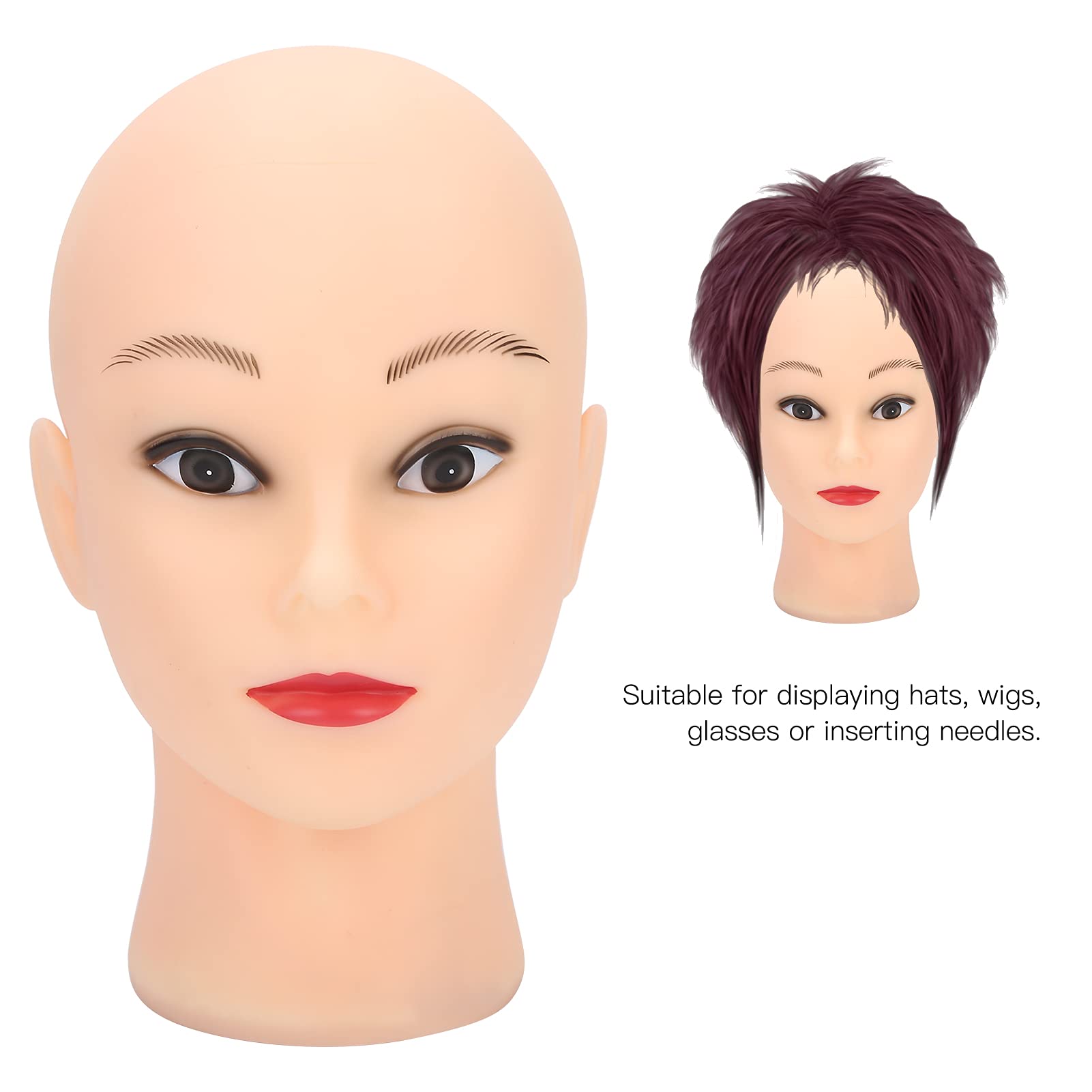 Bald Mannequin Head for Wigs & Cosmetology - PVC Wig Making Practice Head, Makeup Doll Head for Displaying Hats & Glasses - Perfect for Salon Training, Wig Styling & Beauty School Practice