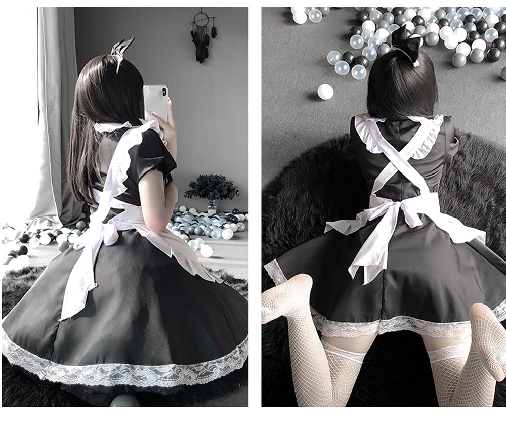 Sexy Maid Costume Set for Women - Lingerie Bras & Panties - Cosplay Outfit for Halloween, Role Play, Bachelorette Party - Cute & Flirty Lingerie Set