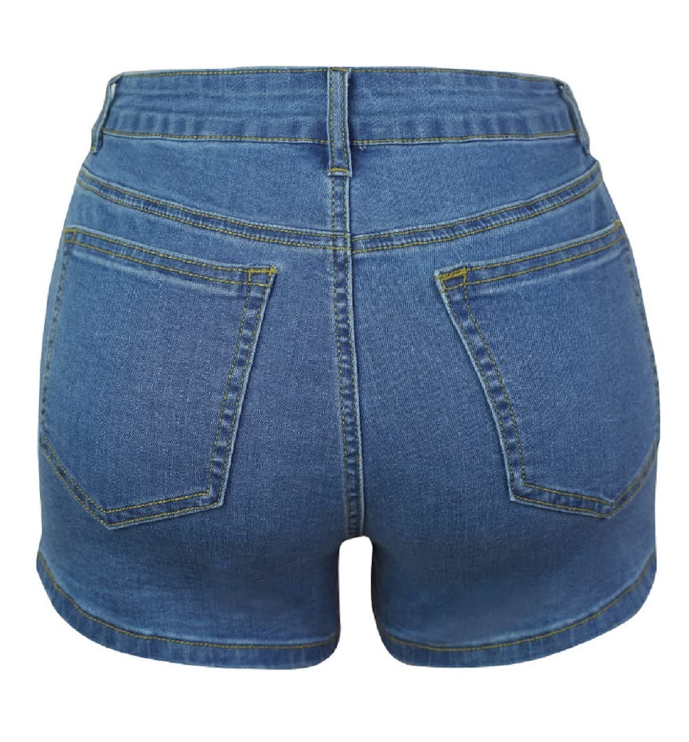 CHARTOU Women's High Waist Stretch Denim Shorts - Slim Fit Mini Jean Shorts with Front Slit | Perfect for Summer, Beach, and Casual Outfits