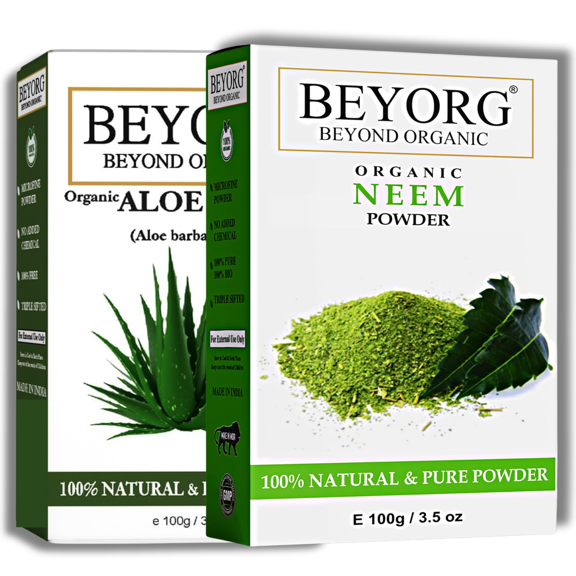 Organic Aloe Vera Powder & Neem Powder for Hair Care - 100% Natural Chemical-Free Hair Cleanser | Promotes Healthy Hair Growth & Scalp Treatment | Perfect for DIY Hair Masks & Natural Shampoo Boosters