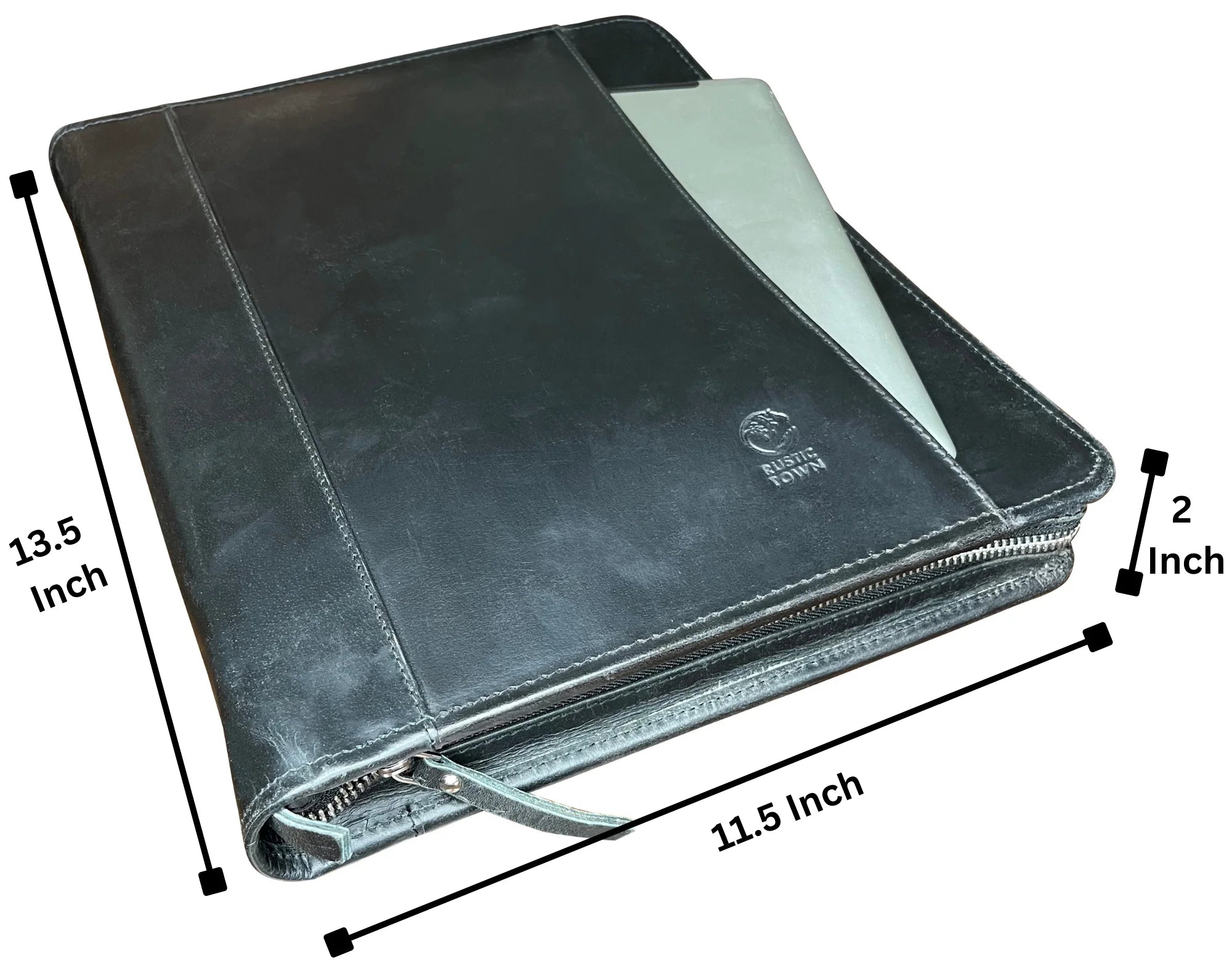 Premium Kingsman Business Leather Padfolio - Professional Black Portfolio for Meetings, Presentations & Office Use