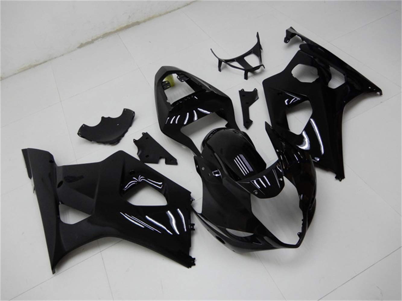 Aftermarket Glossy Black Plastic Bodywork Fairing Kit for Suzuki GSXR 1000 2003-2004 | ABS Injection Molded | Perfect Fit Replacement for GSXR-1000 03-04 Models | Ideal for Motorcycle Restoration & Racing Upgrades