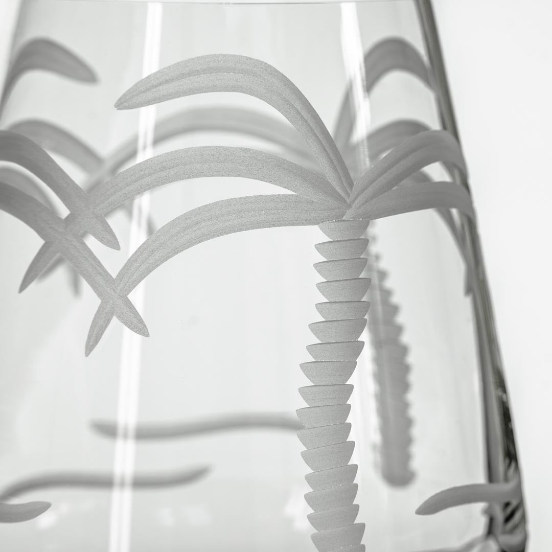 18oz Stemless Wine Tumbler Glass with Palm Tree Design - Set of 12 | Perfect for Beach Parties, Poolside Drinks & Summer Entertaining