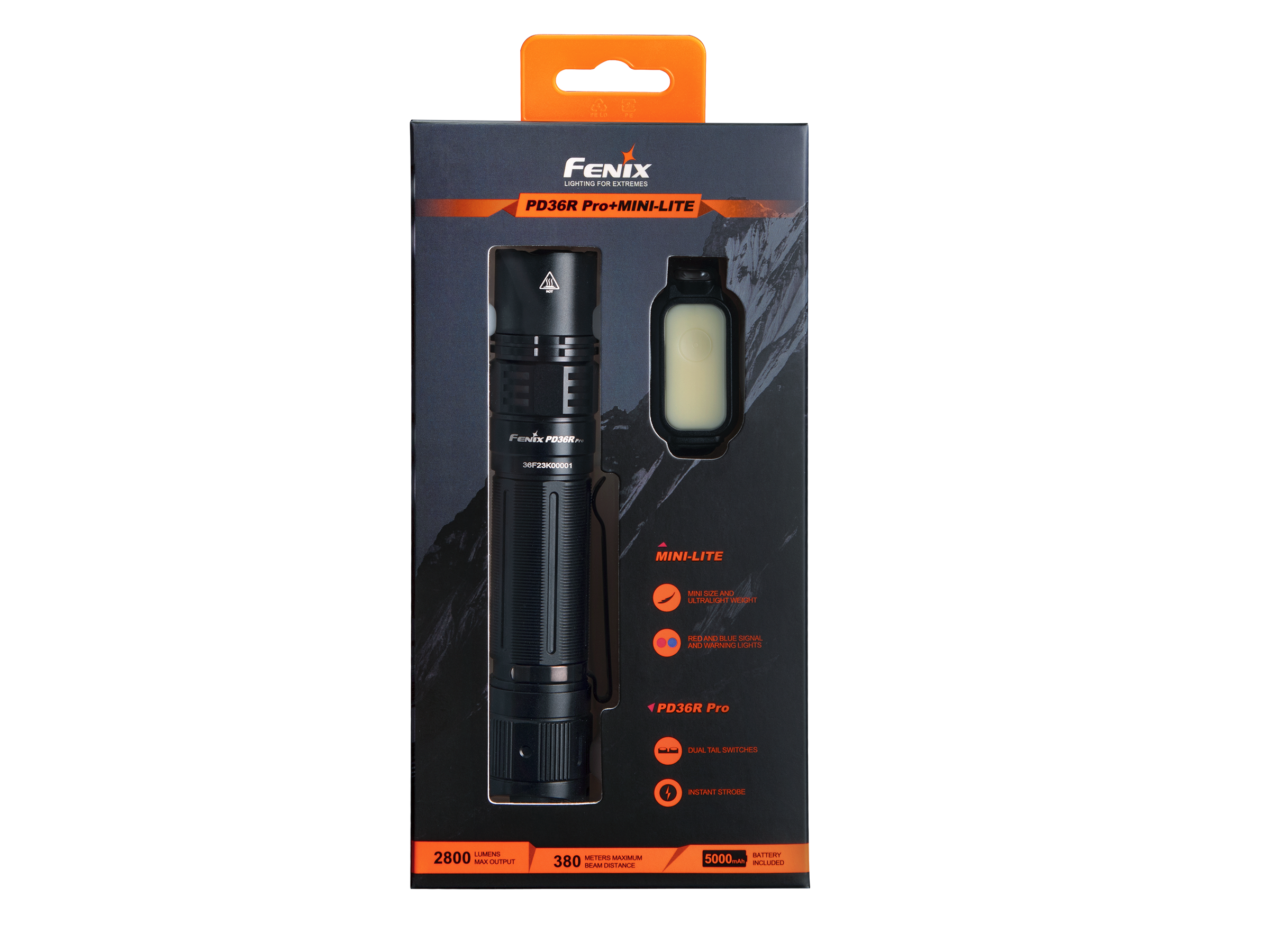 Fenix PD36R Pro 2000 Lumen Rechargeable Tactical Flashlight with USB-C - Free Mini Lite Bundle for Outdoor Camping, Hiking, and Emergency Preparedness