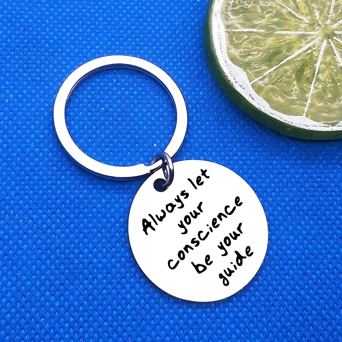 Jiminy Cricket Quote Keychain - Motivational Gifts for Women & Men - Inspirational Encouragement Gifts for Christmas, Thanksgiving - 'Always Let Your Conscience Be Your Guide' - Perfect for Daily Reminder, Office Decor, Backpack Accessory & Thoughtful Present