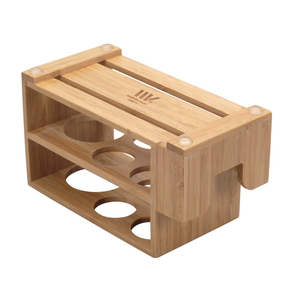 5-Slot Bamboo Toothbrush & Toothpaste Holder with Floss Storage - Fits Electric Toothbrushes - Bathroom Vanity Organizer for Countertop & Travel Use