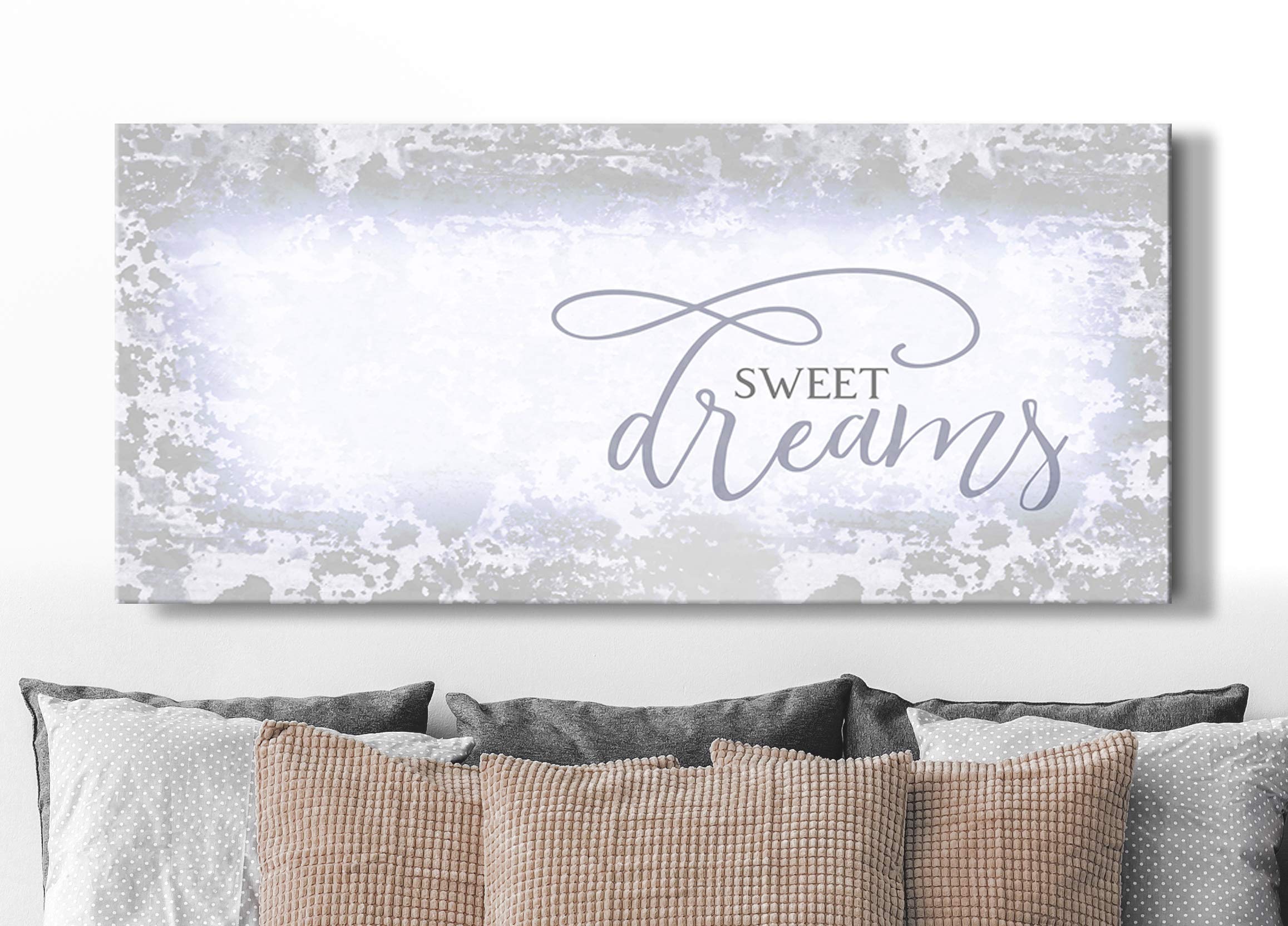 Sweet Dreams Wall Decor - Large Framed Canvas Art for Master Bedroom, Above Bed Sign (Purple, 42x19) - Perfect for Home Decor, Housewarming Gifts & Bedroom Aesthetic