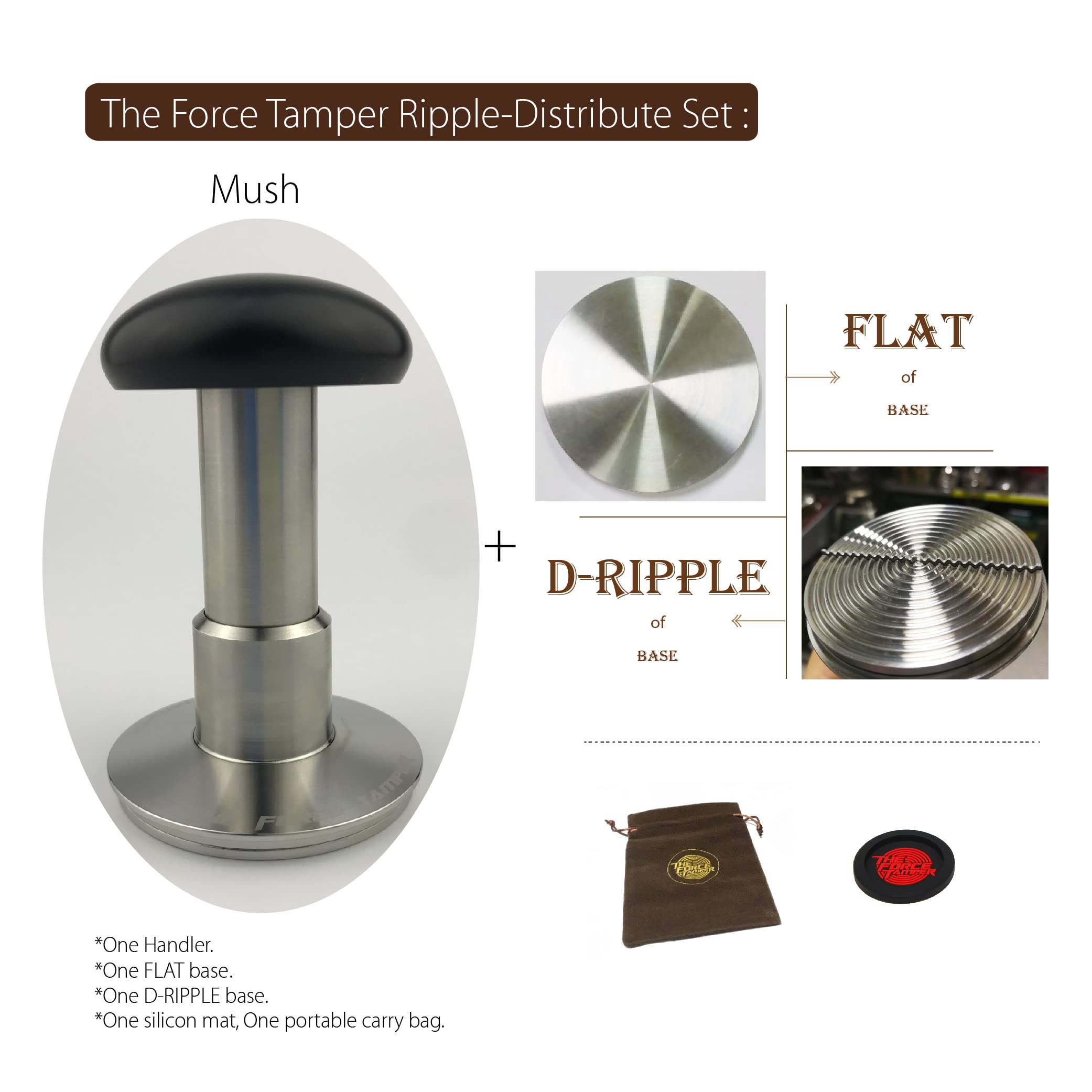 Premium Automatic Coffee Tamper - Adjustable Constant Pressure & Auto-Leveling for Espresso - Perfect for Home Baristas & Coffee Shops - Ripple Distribution Tool Included