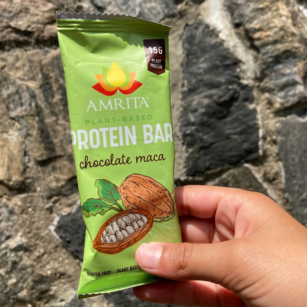 Amrita Chocolate Maca Protein Bar (12 Pack) + Sunflower Butter & Jelly Bar Bundle | Peanut Free, Soy Free, Gluten Free, Dairy Free, Vegan, Paleo, Non-GMO | High Fiber Plant Based Healthy Snacks for Workouts, Hiking & On-the-Go Nutrition