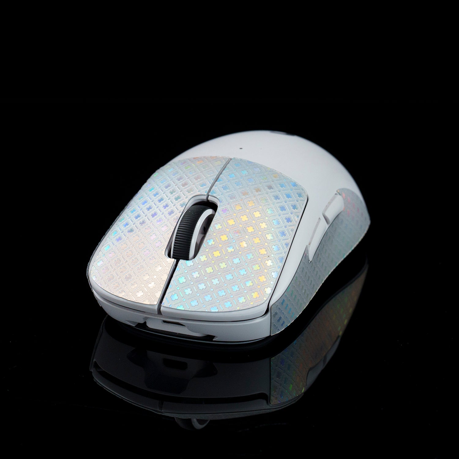 BT.L Mouse Grip for Logitech G Pro X Superlight & Superlight 2 - Non-Slip Gaming Grip Tape, Holo White Clover Design - Perfect for Esports, FPS & MOBA Gaming