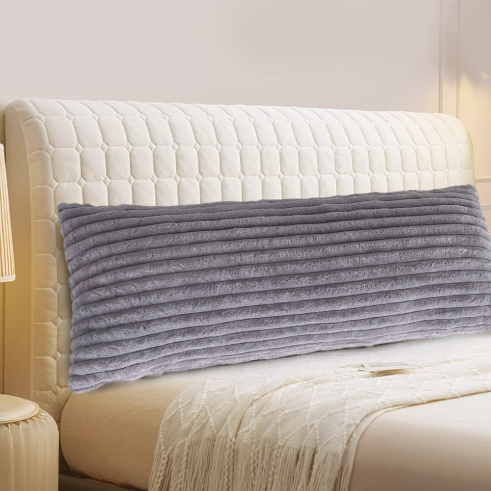 MAXYOYO Ultra Soft Striped Faux Fur Body Pillow for Adults - 20x54 Inch Grey Large Hugging Pillow - Perfect for Sleeping, Lounging & Pregnancy Support