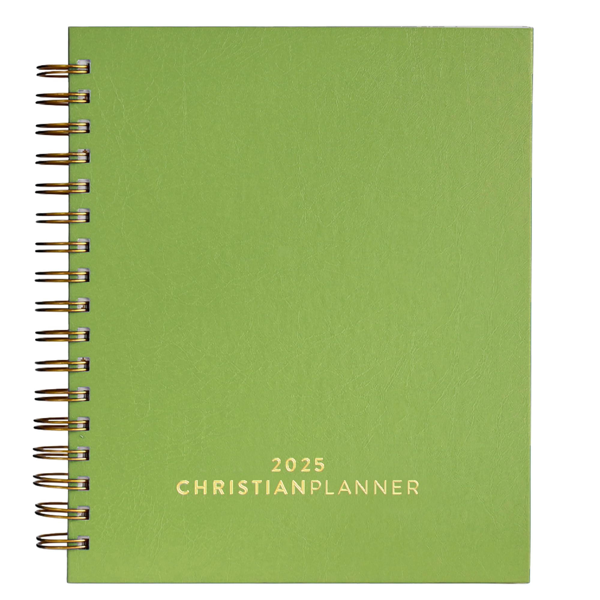 2025 Christian Planner - Spiral Bound Bible Journal & Gratitude Notebook with FSC Certified Eco Paper, 7x10 Inch - Monthly/Weekly/Daily Organizer for Prayer, Scripture Study & Goal Tracking (Fern Green)