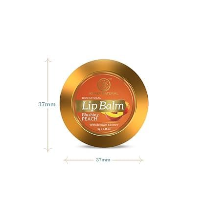Khadi Natural Peach Lip Balm with Beeswax & Shea Butter - Organic Moisturizing Lip Care for Dry, Chapped Lips | Chemical-Free, Vegan, Unisex Lip Balm (5g) | Perfect for Daily Hydration, Winter Protection & On-The-Go Use
