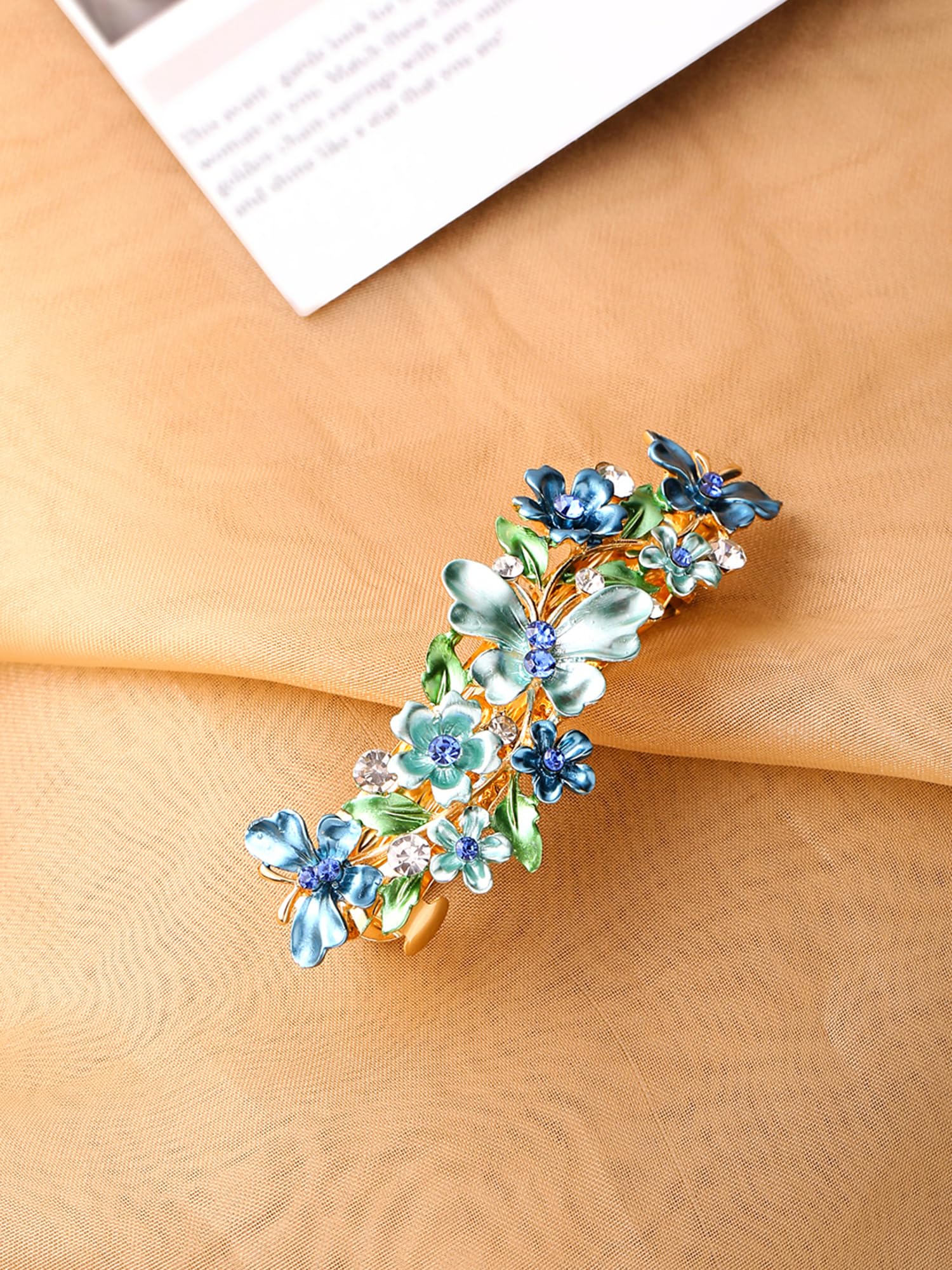 Yellow & Blue Butterfly Hair Clips for Women & Girls - Enameled French Barrette Hair Accessories for Women - Perfect for Gifts, Parties, Weddings & Everyday Styling