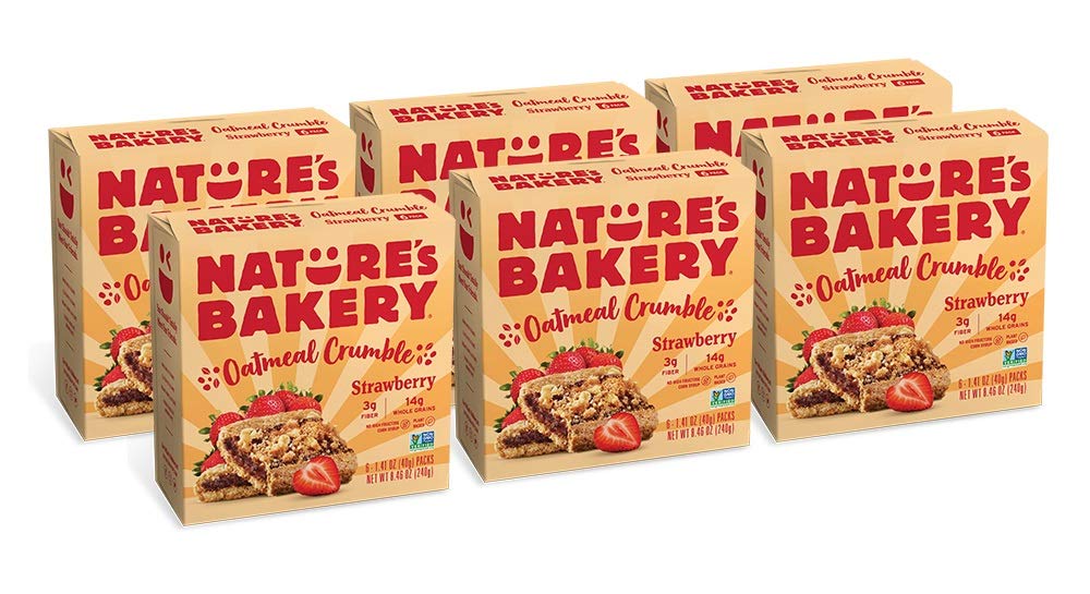 Nature's Bakery Vegan Strawberry Oatmeal Crumble Bars - 6 Pack (36 Bars Total) | Non-GMO, Healthy Snack for Breakfast, Hiking & On-the-Go Energy
