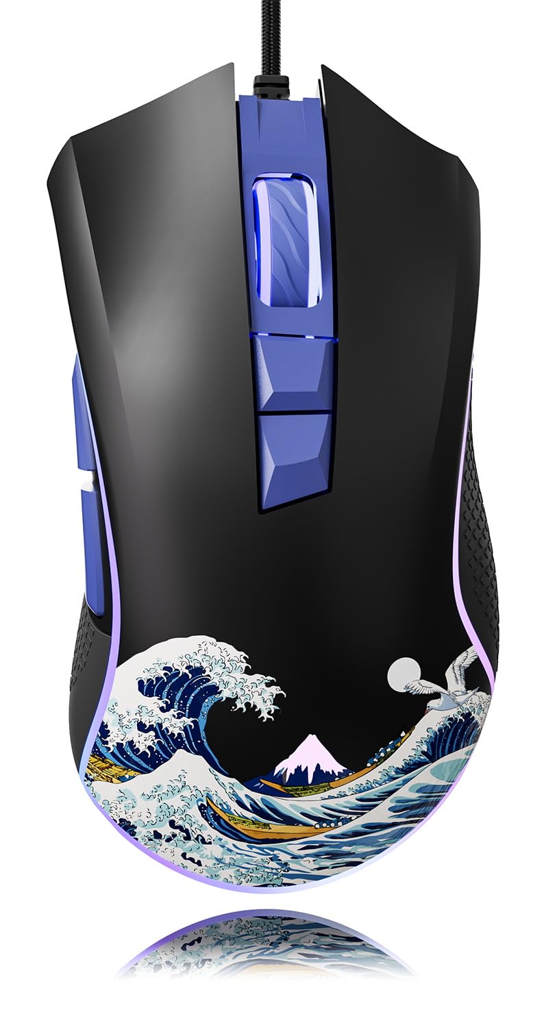 XVX Wired Gaming Mouse - 12000 DPI RGB Gaming Mouse with 12 Backlit Modes & 7 Programmable Buttons | Ergonomic PC Gaming Mouse for Windows/Mac/Laptop | Customizable Keybinding for FPS, MOBA & MMO Games