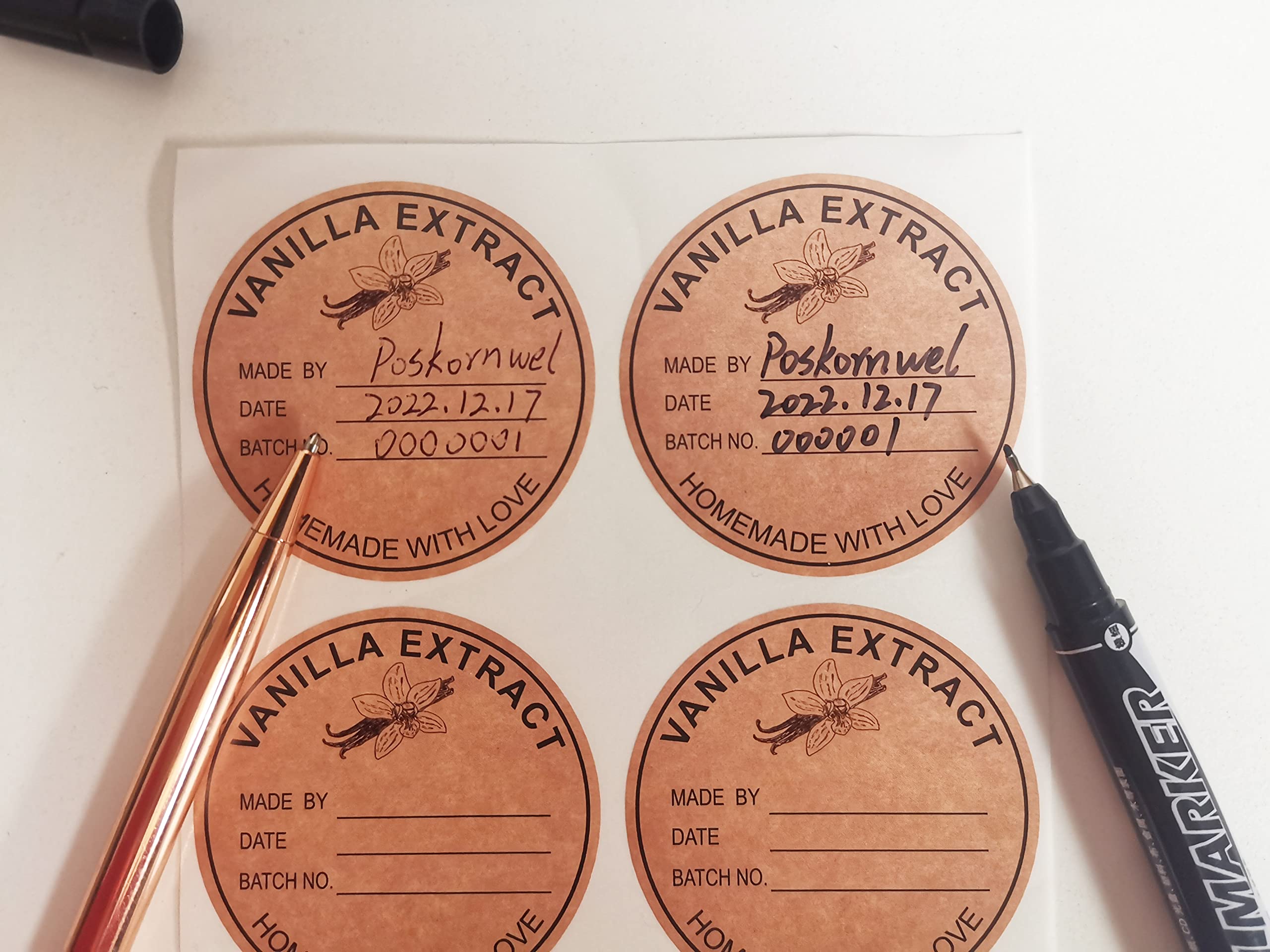 2 Inch 300 PCS Vanilla Extract Labels - Premium Homemade Vanilla Stickers for Handcrafted Vanilla Bottles, Kitchen Pantry & Mason Jars - Perfect for DIY Vanilla Extract Gifts & Home Canning Organization