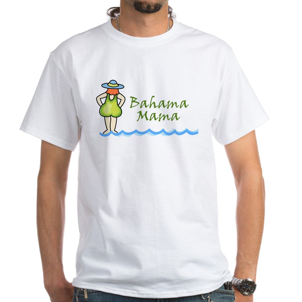Bahama Mama White Cotton T-Shirt for Women - Soft Comfortable Casual Tee - Perfect for Beach Vacations, Summer Outings & Tropical Parties