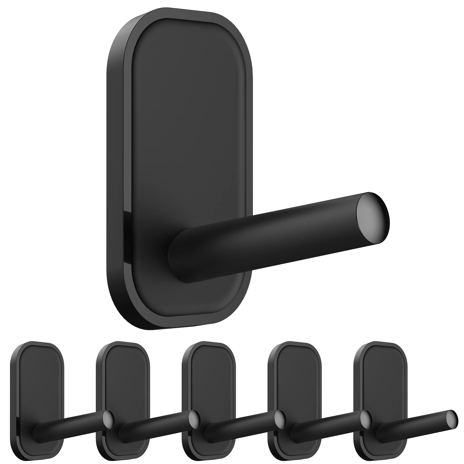 INNÔPLUS 6-Pack Heavy Duty Adhesive Wall Hooks - Strong Self Adhesive Hooks for Hats, Towels, Coats, Robes & Scarves - Multi-Purpose Utility Hooks for Kitchen, Bathroom, Office & Home Organization (Black) - Perfect for Hanging Accessories & Maximizing Space