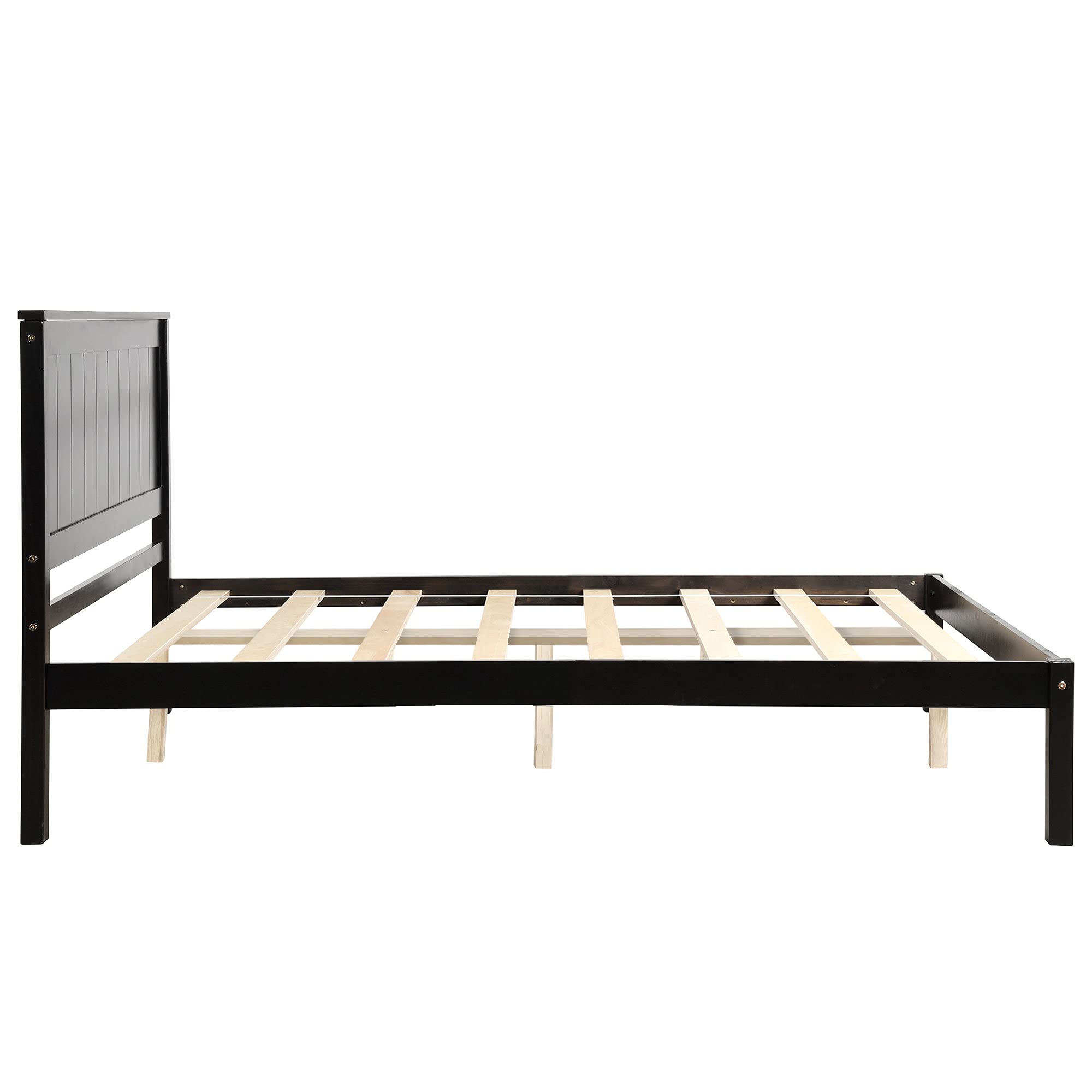 Wood Platform Bed Frame with Headboard - Full Size Espresso for Bedroom