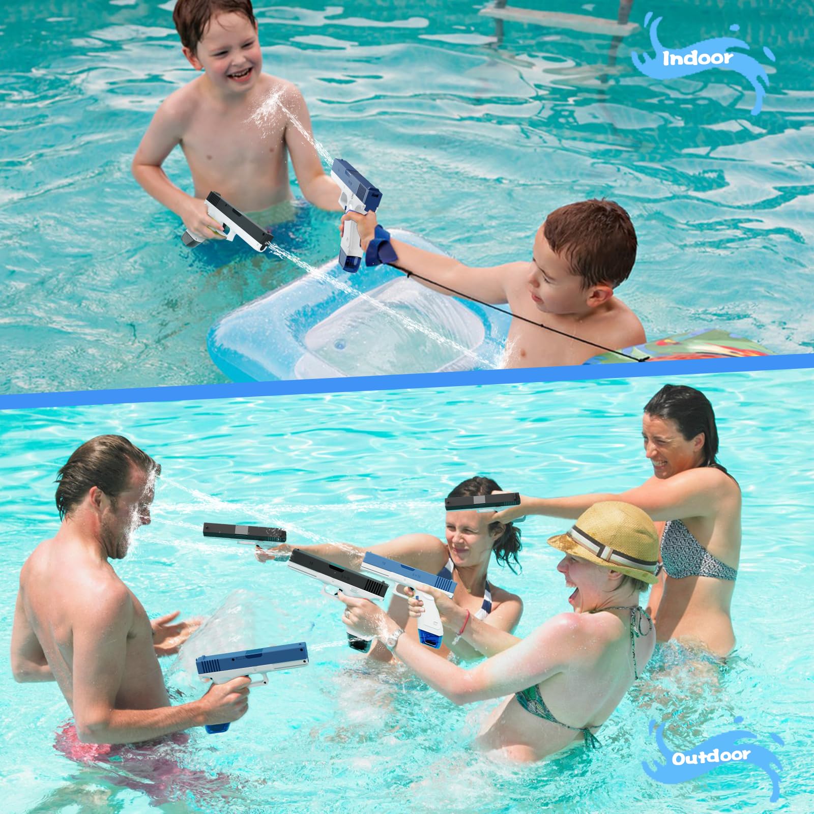 2 Packs Electric Water Gun Toy for Kids - Ladybug Design Outdoor Water Blaster for Pool, Beach & Summer Fun - Includes 4x60CC Water Tanks - Perfect for Backyard Parties, Water Fights & Outdoor Play