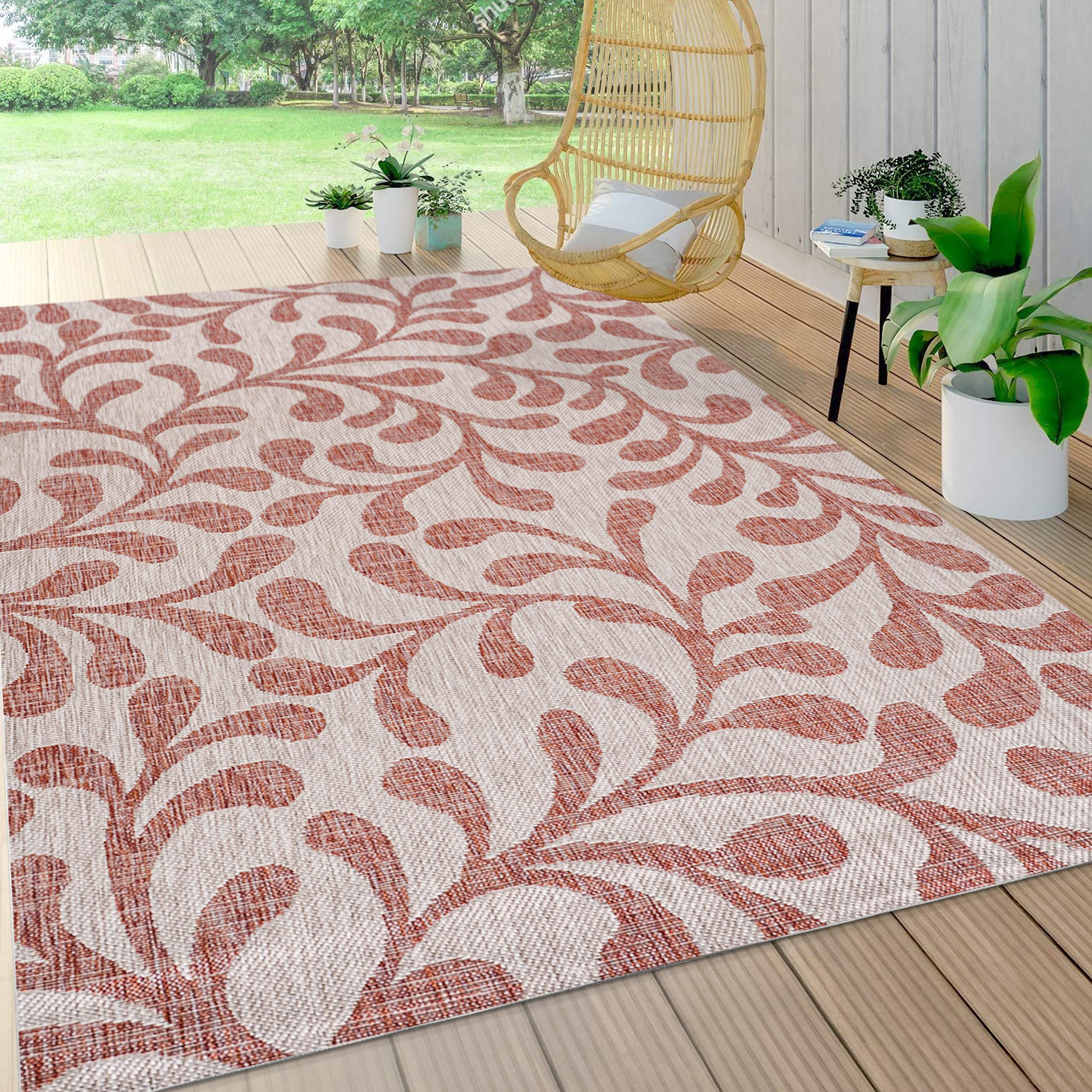 JONATHAN Y SMB117B-3 Bohemian Coastal Indoor/Outdoor Area Rug - 3x5 Feet, Red/Beige, Non-Shedding & Easy to Clean - Perfect for Bedroom, Kitchen, Backyard, Patio & Coastal Decor