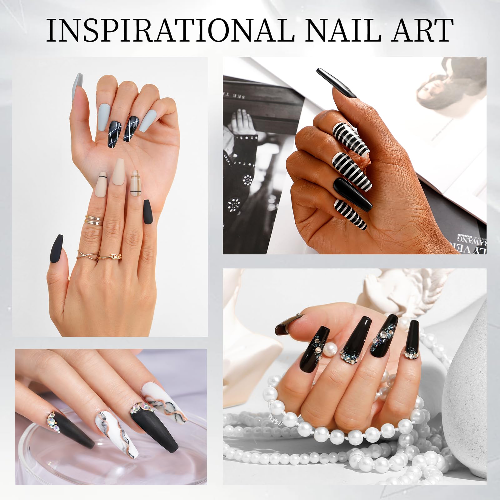 ROSALIND 120g Black Acrylic Nail Powder for Professional Nail Extensions - No UV Lamp Needed, Dries Naturally | Perfect for Salon, DIY Manicures & Acrylic Nail Art