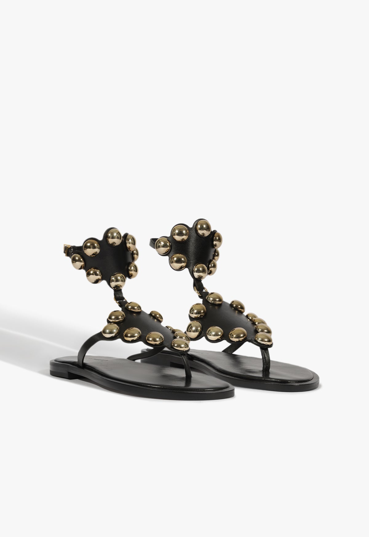 Stylish Mist Black Leather Flat Sandals for Women - Comfortable Summer Casual Shoes for Beach, Vacation & Everyday Wear