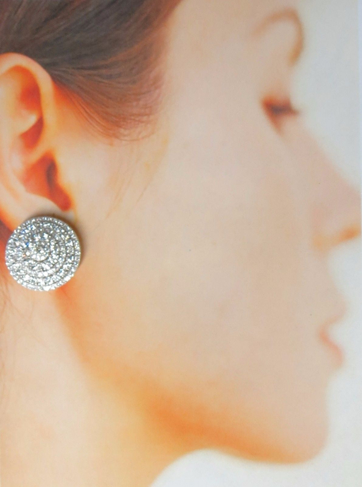 8.00ct Round Dome Diamond Cluster Clip-On Earrings in 18K Gold - 5 Row Design for Weddings, Parties & Special Occasions