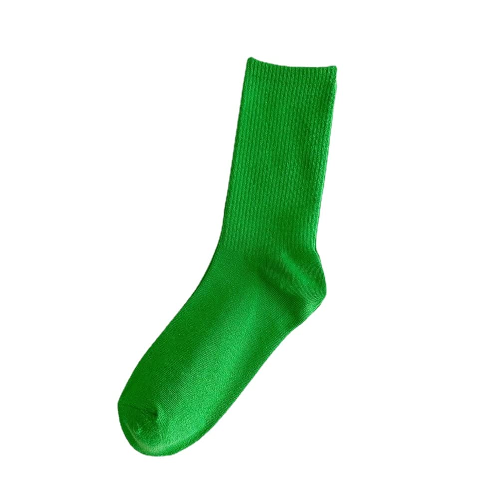 Long Green Spring & Autumn Fluorescent Tube Socks - Fruit Green & Dark Green Candy Color Knee High Socks for Women - Perfect for Cosplay, Rave, and Fashion Outfits