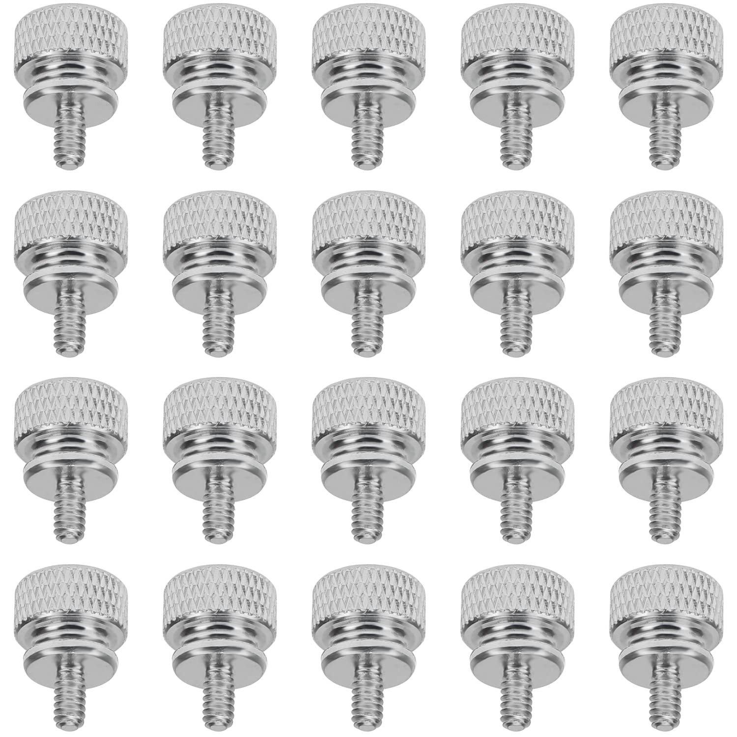 20-Pack 6-32 Thread Silver Anodized Aluminum Thumb Screws for PC Case, Cover, Power Supply & Hard Drives - Secure & Easy Installation for Computer Builds & Upgrades