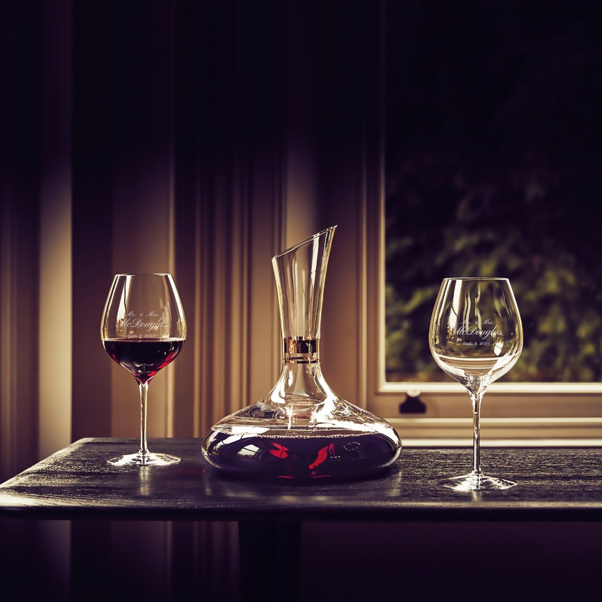 Personalized Elegance Cabernet Sauvignon Wine Glasses Set of 2 - Custom Engraved 26.7oz Crystal Red Wine Glasses for St. Emilion, Listrac & Moulis - Perfect Gift for Wine Lovers - Ideal for Romantic Dinners, Anniversary Gifts & Wine Tasting Events