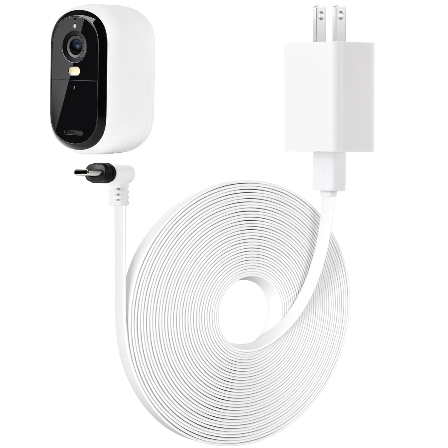 25FT Weatherproof Outdoor Power Cable for Arlo Essential 2K 2nd Gen Security Camera - Flat Charging Cord for Continuous Power Supply - Perfect for Home Surveillance, Backyard Monitoring & Outdoor Security Systems