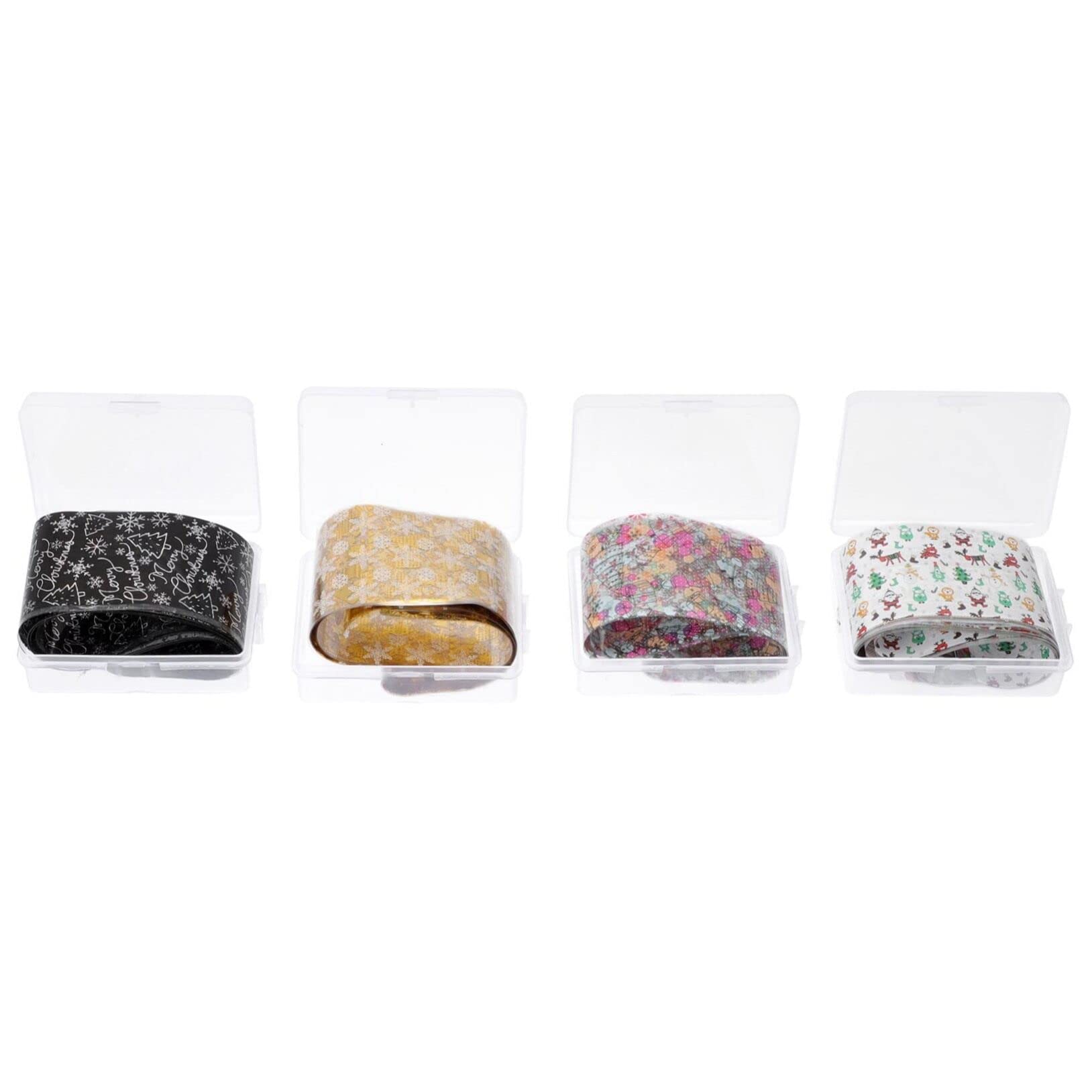 minkissy Nail Art Stickers - Sparkle Nail Decals for Christmas & Holiday Manicures (4 Box Set) - Perfect for Christmas Parties, Gift Wrapping & Festive Nail Designs