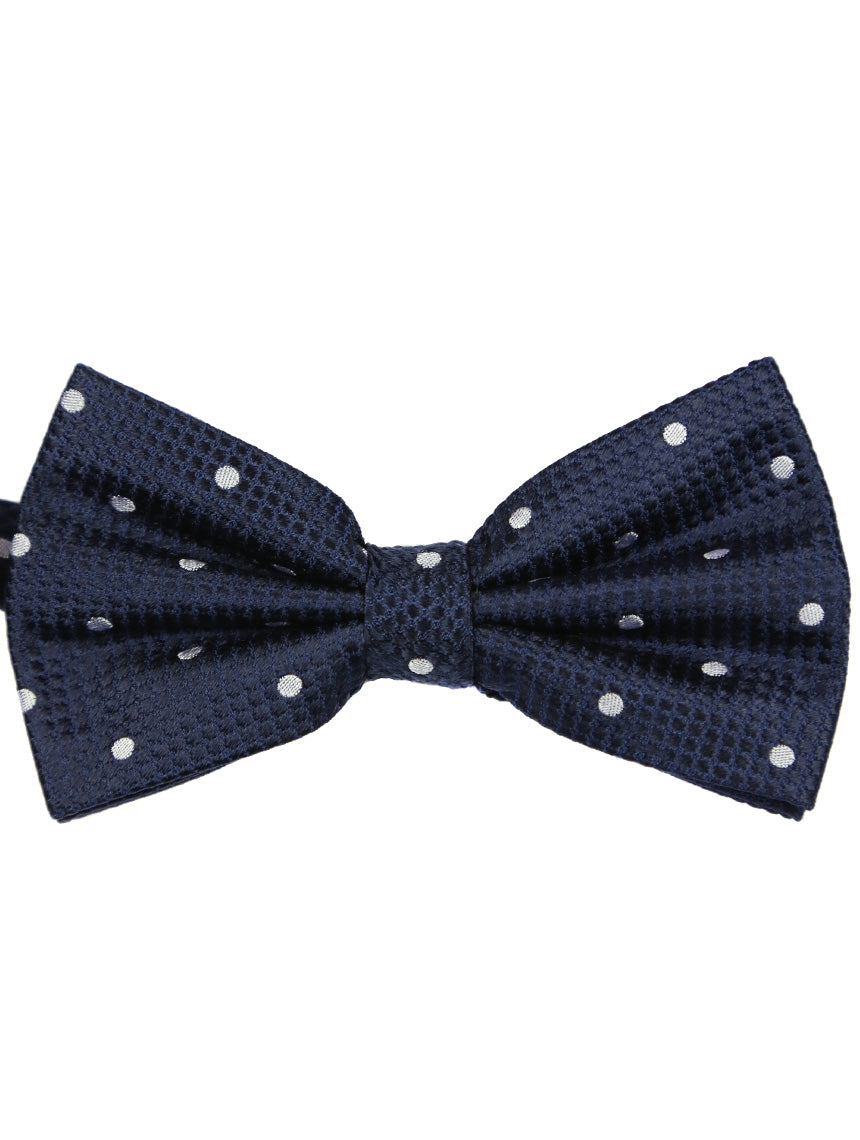 DÉCLIC Classic Spot Bow Tie for Men - Navy & White Striped Adjustable Necktie - Perfect for Weddings, Parties & Formal Events